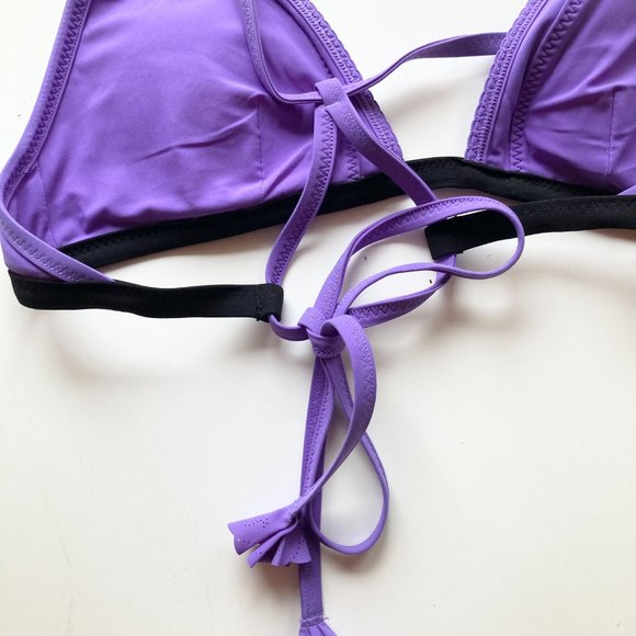 LULULEMON Beach Break Power Purple Black Halter Tie Triangle Bikini Top - Picture 9 of 12